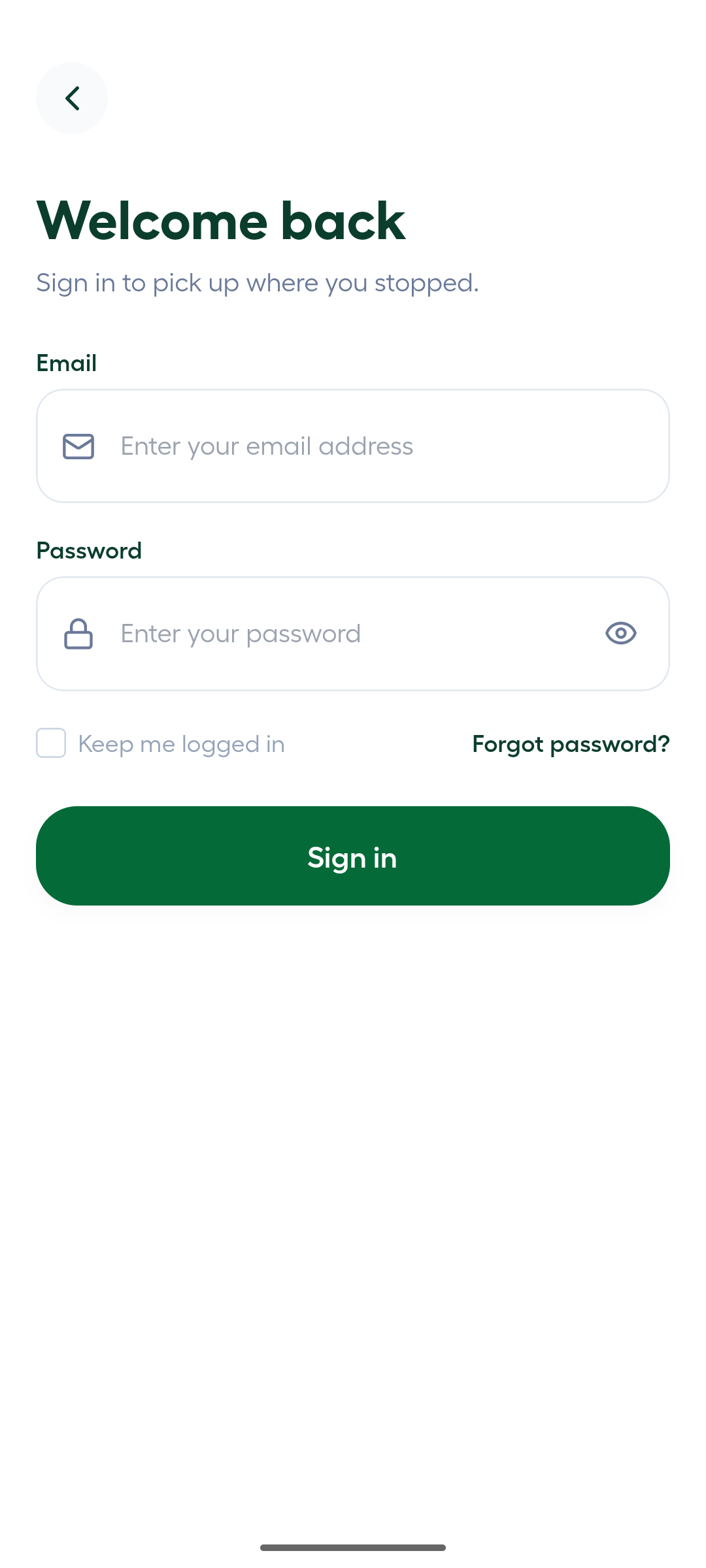 Lenvour Android sign-in screen